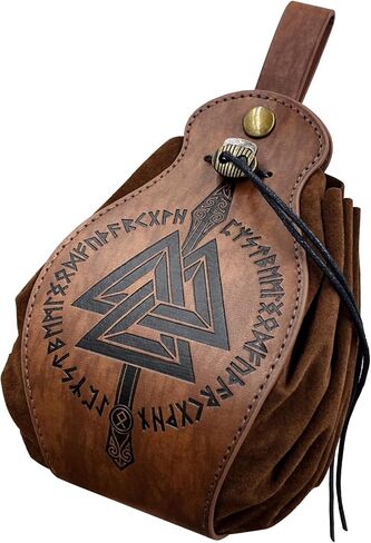 HiiFeuer Medieval Sword Frog with Embossed O Ring Belt and Portable Pouch, Retro Renaissance Faux Leather Costume Ren Faire Costume for LARP Halloween in Saudi Arabia