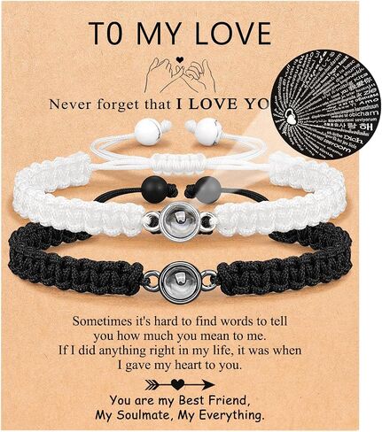 UNGENT THEM I Love You 100 Languages Braided Rope Bracelets Couples Gifts for Boyfriend, Girlfriend, My Love, Soulmate, Anniversary Valentines Day Birthday Christmas Gift for Him and Her… in Saudi Arabia