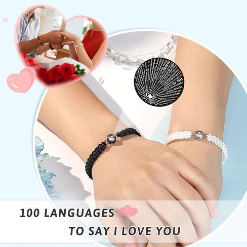 UNGENT THEM I Love You 100 Languages Braided Rope Bracelets Couples Gifts for Boyfriend, Girlfriend, My Love, Soulmate, Anniversary Valentines Day Birthday Christmas Gift for Him and Her… in Saudi Arabia