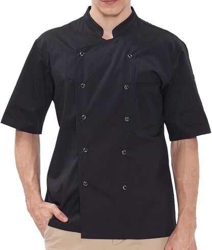 BE THE CHEF Asian Fit Unisex Short Sleeve Pearl Snap Button Chef Coat Jacket for Restaurant, Pub, Dinning Bar, Cafe in Saudi Arabia