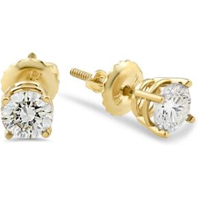 Pompeii3 14k White or Yellow Gold 1/2 Ct T.W. Screw Back Natural Diamond Studs Round-Cut Women's Earrings