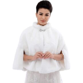 Aukmla Bride الزفاف فو الفراء الرأس الزفاف الفراء سرق الأغطية والشالات الشتاء Capelet للنساء والفتيات