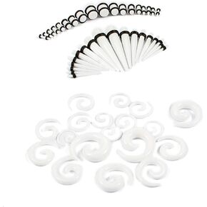 WBRWP 48/54pcs Ear Stretching kit Acrylic Tapers and Plugs with Double O-Ring Ear Expander Gauges Stretcher Body Piercing Jewelry 2g-3/4/14g-00g in Kuwait