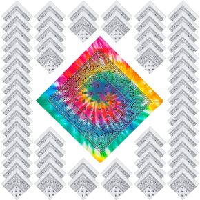 Tie Dye Paisley Bandanas Cowboy Hallowen Cotton Whit Bandanas Bulk Handkerchiefs for Men Women Cosplay Party Favors DIY in Saudi Arabia