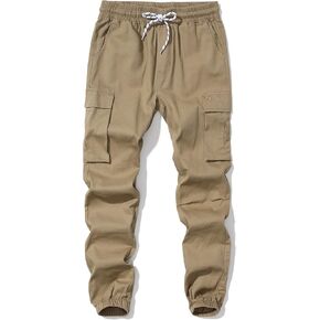 Dizoboee Boys Cargo Pants Kids Joggers Youth Hiking Pants Elastic Waist Cotton Twill Jogging School Pants