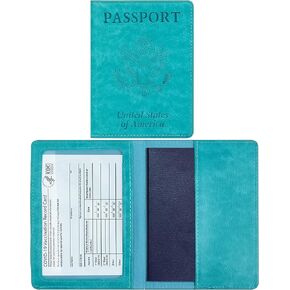 مجموعة حامل بطاقات جواز السفر واللقاح - حامل جواز السفر مع فتحة بطاقة اللقاح مقاومة للماء، حافظة جواز سفر من الجلد الصناعي، غطاء جواز سفر أنيق مع أنماط منقوشة ثلاثية الأبعاد، حامل جواز سفر رفيع للغاية للرجال والنساء in Kuwait