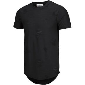KLIEGOU Men's Fashion Hip Hop Color Block Stripe T-Shirt in Saudi Arabia