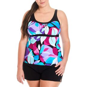 ZeroXposur Womens Tankini Bathing Suits Set with Solid Board Short – Modest Swimsuits for Women