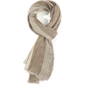 GERINLY Cotton-Linen Scarves Mens Stripe Crinkle Long Scarf Fashion Wrap Shawl for Travel