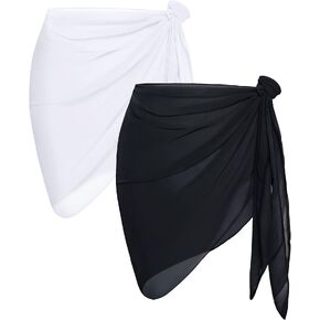 CHICGAL 2 Pieces Women Beach Sarong Bathing Suit Wrap Skirt Sheer Bikini Swimsuit Cover Ups for Swimwear