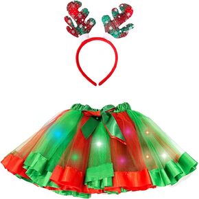 Halloween Pumpkin Led Light up Tutu Ballet Stage Show Kindergarten Skirts Christmas Party for Girls Headband