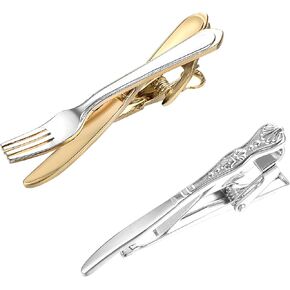2Pcs Tie Clip Set for Men Unique Silver Gold Black Tie Clip Personalized Tie Bar Clip Fathers Day Birthday Wedding Jewelry Gift in Kuwait