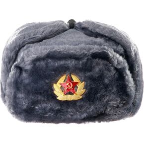MUARO Russian Soviet Army Fur Military Cossack Ushanka Winter Hat Gray in Kuwait