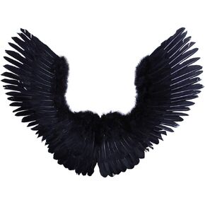 فاشن وينغز زي تنكري اسود مفتوح على شكل حرف V على شكل اجنحة ملاك ريشة للبالغين من الجنسين، اسود، L، طول جناحيه L in Kuwait
