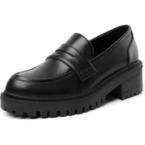 Mostrin Platform Loafers for Women with Chain Slip On Round Toe Chunky Loafer Shoes Penny Casual Lug Sole Business Shoes in Saudi Arabia
