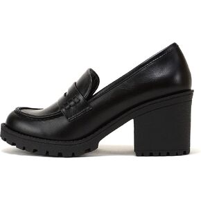 Soda “Kinder" ~ Women Slip On Chunky Mid Heel Lug Sole Penny Loafer Shoe
