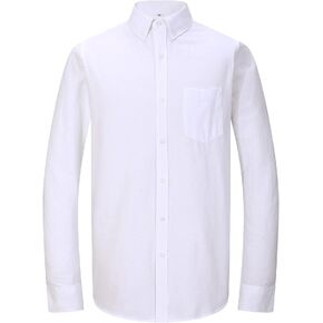 MGWDT Men's Dress Shirts Long Sleeve Oxford Button Down Shirt Classic-Fit Cotton Blouse Wrinkle Resistant