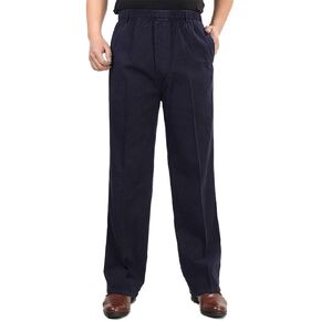 Soojun Men's Cotton Relaxed Fit Full Elastic Waist Twill Pants
