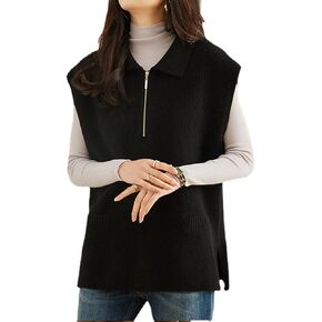 Women's Sweaters Vest 100% Pure Original Cashmere Fashion Polo Neck Sweater Vest Loose Fitting in Saudi Arabia