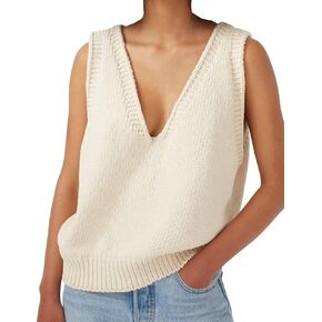 Locachy Women's V Neck Sleeveless Knit Pullover Sweater Vest Casual Cami Tank Top