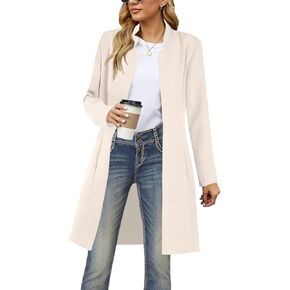 Grlasen Womens Wool Blend Long Pea Coats Jackets Slim Fit Open Front Outerwear Casual Winter Overcoats