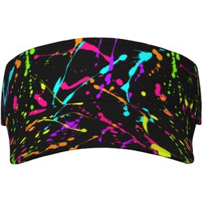 Glow in Dark Splatter Neon Hat Sport Sun Visors Adjustable Sunscreen Visor Cap Baseball Cap for Women Men