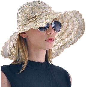 FORBUSITE Women Folding Vintage Outdoor Sun Hats for Beach Garden Travelling UV Protection