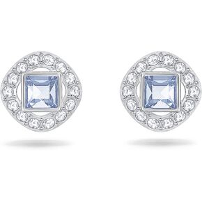 سواروفسكي اقراط انجيليك مربعة مطلية بالروديوم بلون ازرق كريستالي in Kuwait