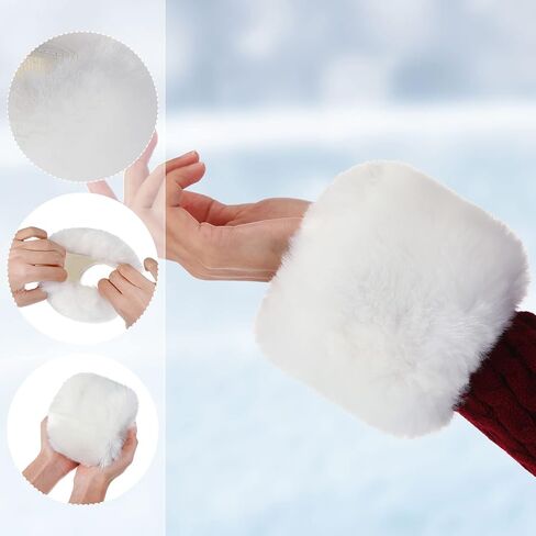 SATINIOR 6 Pairs White Faux Fur Wrist Cuffs Winter Wrist Cuff Warmers Fluffy Handcuffs Fuzzy Wrist Cuffs Furry Handcuffs for Women Girls Favor in Saudi Arabia