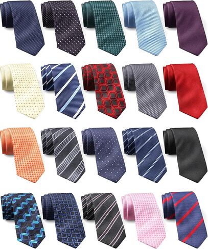 Suhine 20 Pack Men Ties Neck Tie for Men Men's Necktie Classic Silk Tie Set Formal Necktie Tie for Men Business Wedding Formal Occasion in Saudi Arabia