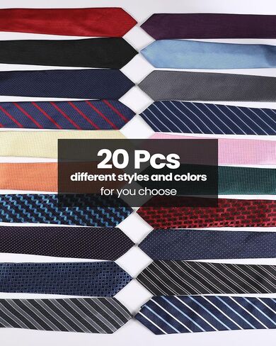Suhine 20 Pack Men Ties Neck Tie for Men Men's Necktie Classic Silk Tie Set Formal Necktie Tie for Men Business Wedding Formal Occasion in Saudi Arabia