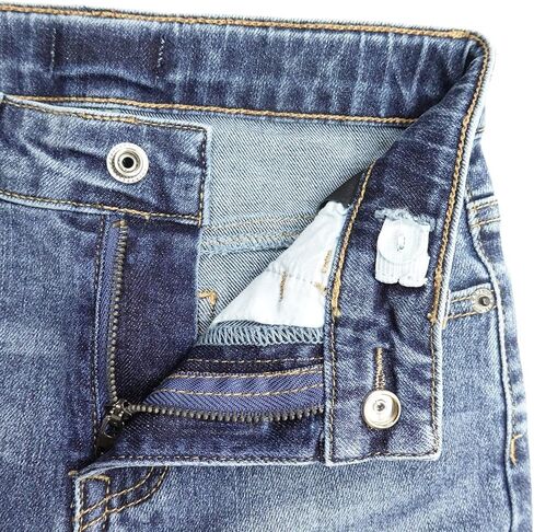 KIDSCOOL SPACE Girl Jeans، طفل صغير ممزق شريط مطاطي داخل بنطال جينز من الدينيم ذو قصة ضيقة in Kuwait