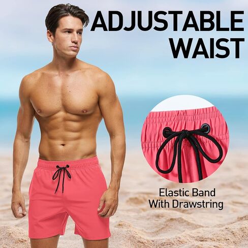 Arcweg Mens Swim Trunks with Compression Liner 2 in 1 Beach Swimming Trunks Quick Dry Swim Shorts with Zipper Pockets in Saudi Arabia
