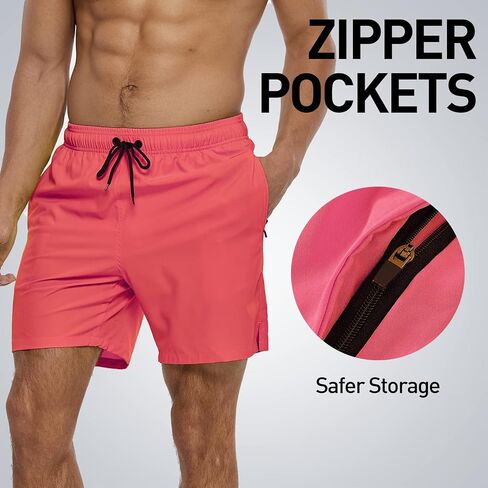 Arcweg Mens Swim Trunks with Compression Liner 2 in 1 Beach Swimming Trunks Quick Dry Swim Shorts with Zipper Pockets in Saudi Arabia