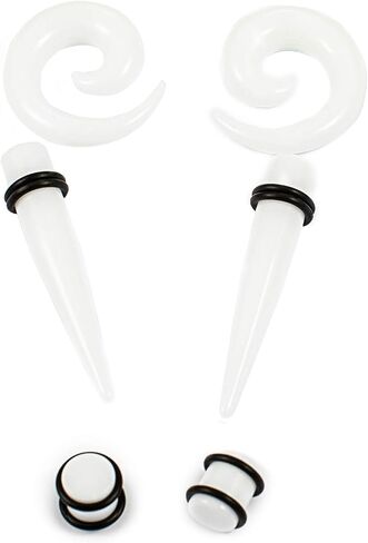 WBRWP 48/54pcs Ear Stretching kit Acrylic Tapers and Plugs with Double O-Ring Ear Expander Gauges Stretcher Body Piercing Jewelry 2g-3/4/14g-00g in Kuwait