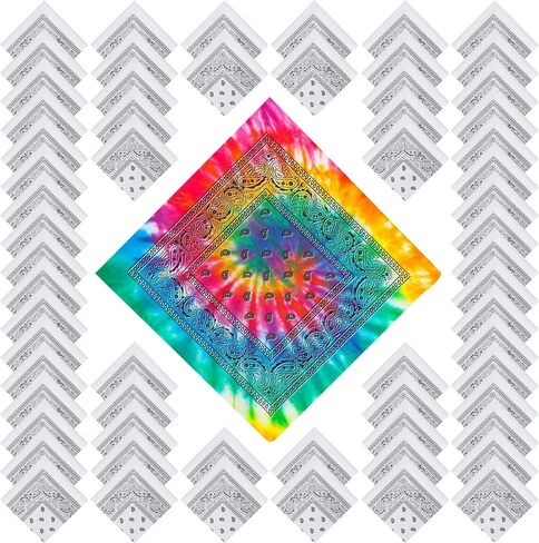 Tie Dye Paisley Bandanas Cowboy Hallowen Cotton Whit Bandanas Bulk Handkerchiefs for Men Women Cosplay Party Favors DIY in Saudi Arabia