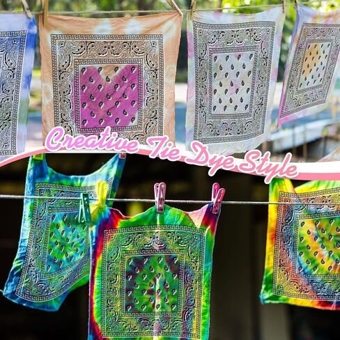 Tie Dye Paisley Bandanas Cowboy Hallowen Cotton Whit Bandanas Bulk Handkerchiefs for Men Women Cosplay Party Favors DIY in Saudi Arabia