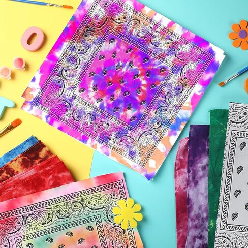 Tie Dye Paisley Bandanas Cowboy Hallowen Cotton Whit Bandanas Bulk Handkerchiefs for Men Women Cosplay Party Favors DIY in Saudi Arabia