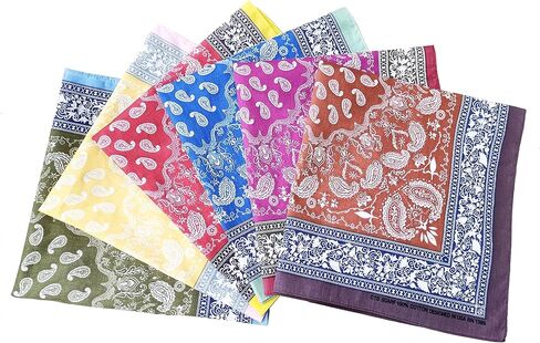 مناديل/أوشحة قطن 100% للرجال والنساء مطبوعة بيزلي 12 قطعة in Kuwait