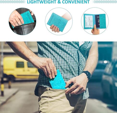 مجموعة حامل بطاقات جواز السفر واللقاح - حامل جواز السفر مع فتحة بطاقة اللقاح مقاومة للماء، حافظة جواز سفر من الجلد الصناعي، غطاء جواز سفر أنيق مع أنماط منقوشة ثلاثية الأبعاد، حامل جواز سفر رفيع للغاية للرجال والنساء in Kuwait