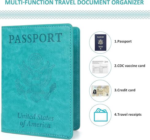 مجموعة حامل بطاقات جواز السفر واللقاح - حامل جواز السفر مع فتحة بطاقة اللقاح مقاومة للماء، حافظة جواز سفر من الجلد الصناعي، غطاء جواز سفر أنيق مع أنماط منقوشة ثلاثية الأبعاد، حامل جواز سفر رفيع للغاية للرجال والنساء in Kuwait