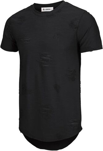 KLIEGOU Men's Fashion Hip Hop Color Block Stripe T-Shirt in Kuwait