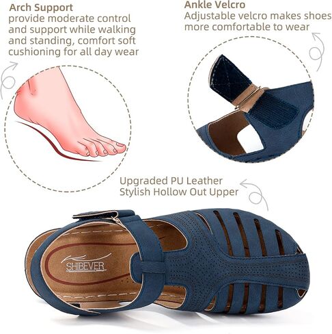 SHIBEVER Women's Wedge Sandals Summer: Closed Toe Platform Dressy Shoes | Orthopedic Arch Support Comfort, Fisherman Platform Sandals, Adjustable Ankle Strap, Casual Walking Shoes in Saudi Arabia