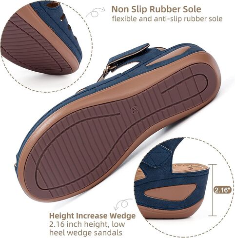 SHIBEVER Women's Wedge Sandals Summer: Closed Toe Platform Dressy Shoes | Orthopedic Arch Support Comfort, Fisherman Platform Sandals, Adjustable Ankle Strap, Casual Walking Shoes in Saudi Arabia