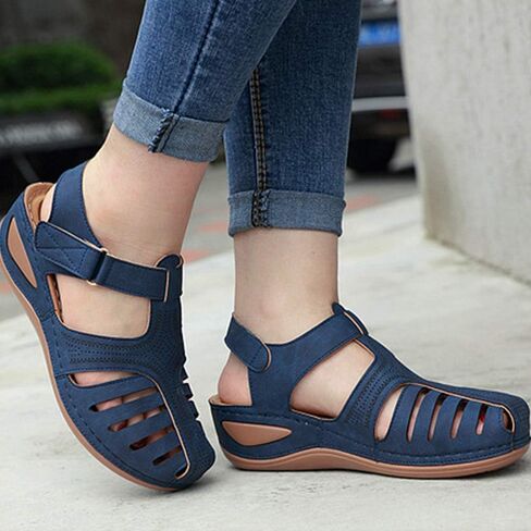 SHIBEVER Women's Wedge Sandals Summer: Closed Toe Platform Dressy Shoes | Orthopedic Arch Support Comfort, Fisherman Platform Sandals, Adjustable Ankle Strap, Casual Walking Shoes in Saudi Arabia