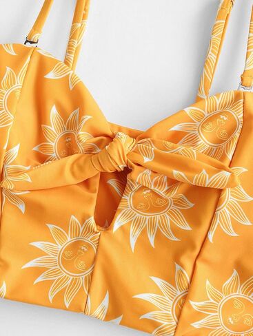 ZAFUL المرأة ثقب المفتاح Bandeau Tankini مع الأشرطة القابلة للإزالة، عالية الخصر مبطن ثوب السباحة قطعتين ملابس السباحة in Kuwait