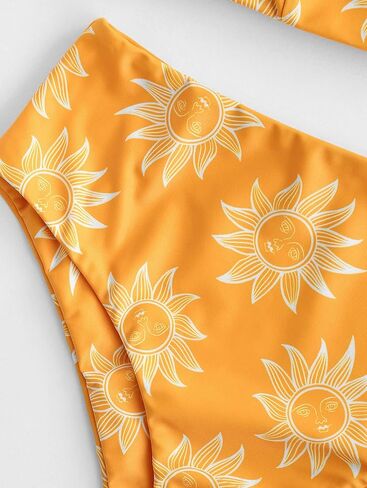 ZAFUL المرأة ثقب المفتاح Bandeau Tankini مع الأشرطة القابلة للإزالة، عالية الخصر مبطن ثوب السباحة قطعتين ملابس السباحة in Kuwait