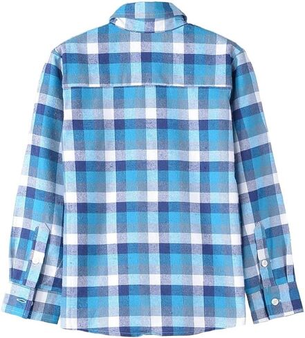 Bienzoe Boys Button Down Shirt: Kids Plaid Flannel Long Sleeve Shirts in Kuwait