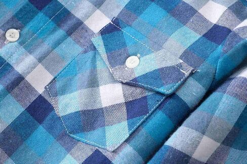 Bienzoe Boys Button Down Shirt: Kids Plaid Flannel Long Sleeve Shirts in Kuwait