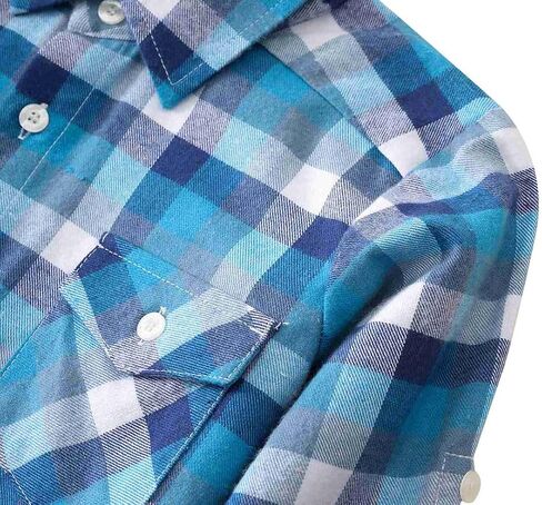 Bienzoe Boys Button Down Shirt: Kids Plaid Flannel Long Sleeve Shirts in Kuwait